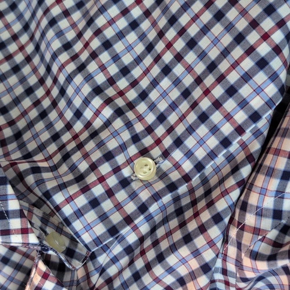 Maurizio Baldassari Navy, Red & White Plaid Cotton Sport Shirt - Picture 3 of 4